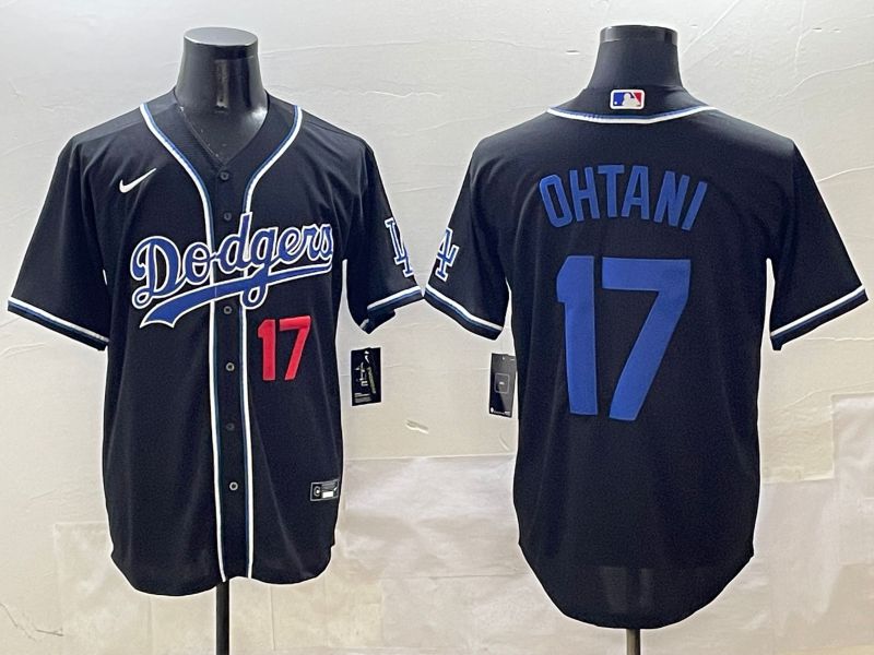 Men Los Angeles Dodgers 17 Ohtani Black blue Three generations Nike 2025 MLB Jersey style 4